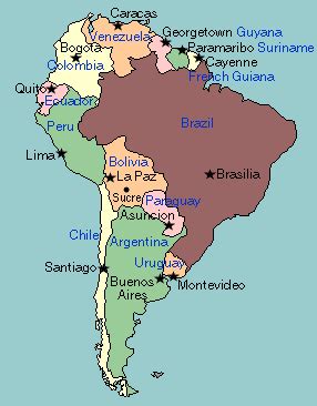 Latin America Political Map With Capitals