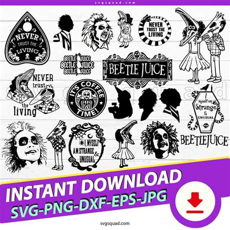 Beetlejuice Silhouette SVG Bundle Digital Clipart Png Horror Movies