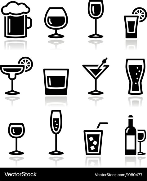 Drink alcohol beverage icons set Royalty Free Vector Image