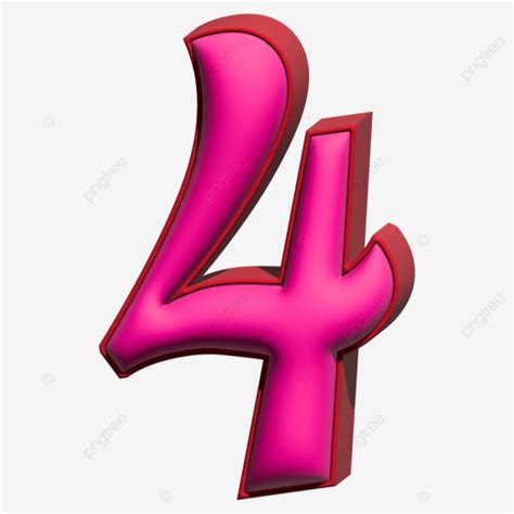 Pink 3d 4 Number Transparent Vector, 4, Four, 3d 4 Number PNG and ...