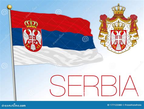 Serbia Official National Flag and Coat of Arms, Europe Stock Vector ...