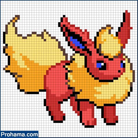 Pixel Art Flareon | Pokemon Pixel Art Grid | Pixel Art Ideas