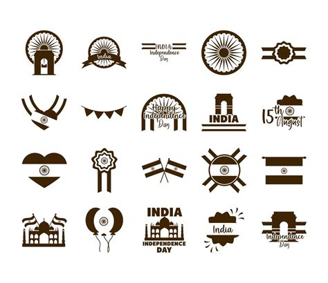 India Independence Day icon set 1437796 Vector Art at Vecteezy