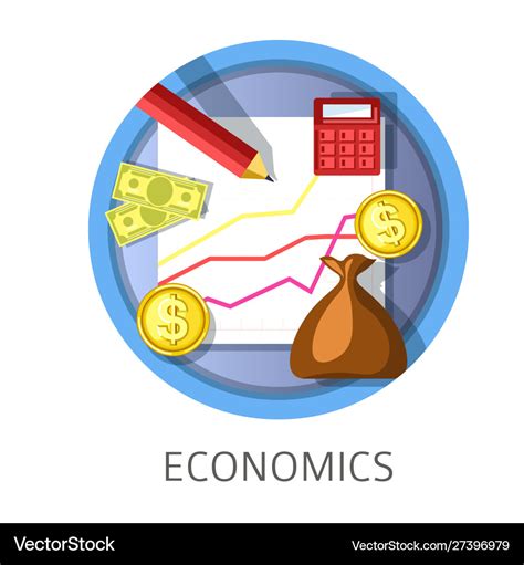 Economics studies themed concept logo Royalty Free Vector