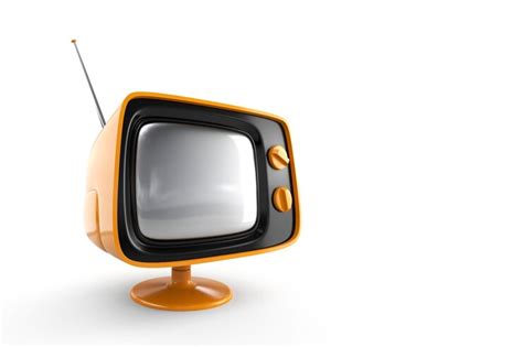 Premium Photo | Stylish orange colored retro tv with antenna