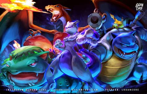 Kanto Mewtwo, Pikachu Charizard Venusaur Blastoise by logancure on ...