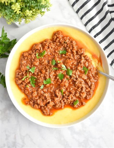 Easy Beef Bolognese with Creamy Polenta - Herbs & Flour