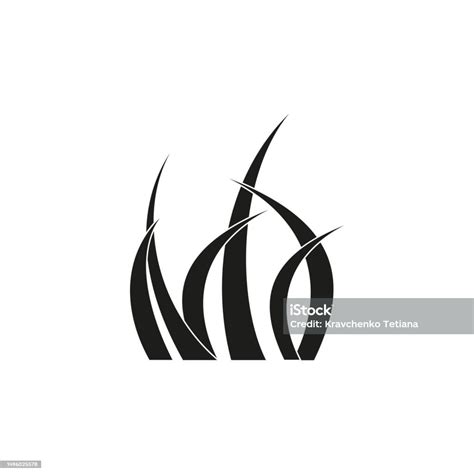 Grass Icon In A Flat Design In Black Color Vector Illustration Stock ...