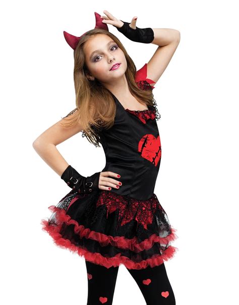 Kids Girls Child Demon Black Devil Red Evil Dress Up Diva Halloween ...