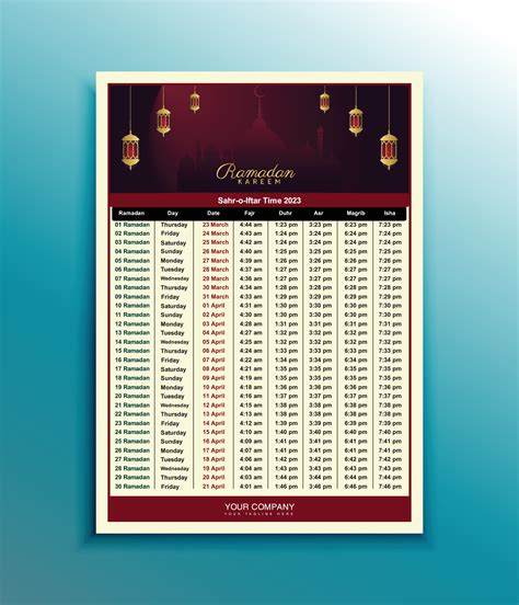 Print to Ready Ramadan Kareem Calendar Design 2023. Islamic Calendar ...