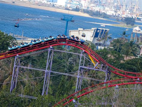 "Halilintar" Roller Coaster Track with Sea View at Dufan Amusement Park ...