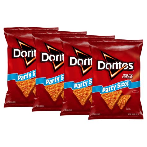 (4 pack) Doritos Nacho Cheese Tortilla Snack Chips,Party Size, 14.5 oz ...