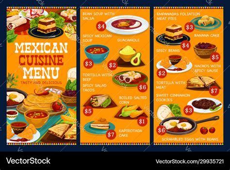 Authentic mexican cuisine food mexico cafe menu Vector Image