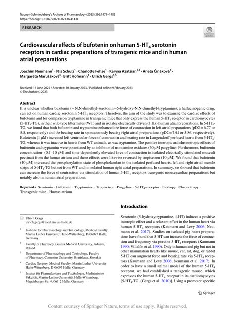 (PDF) Cardiovascular effects of bufotenin on human 5-HT4 serotonin ...