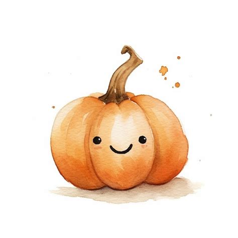 Premium Photo | There is a watercolor painting of a pumpkin with a ...