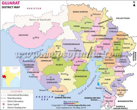 Map of Gujarat showing all the districts in the state. | Map, India map ...