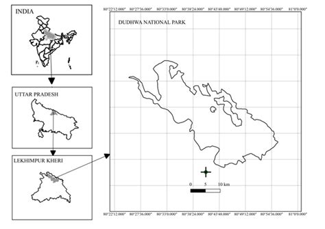 Map showing location of Dudhwa National Park Uttar Pradesh India ...