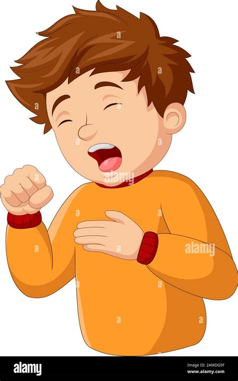 Cartoon little boy coughing on white background Stock Vector Image ...