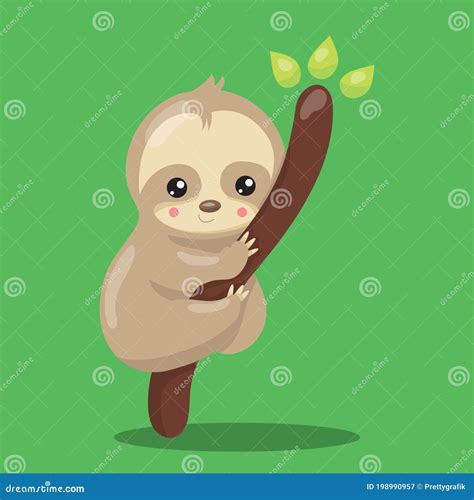 Sloth hug 07 stock vector. Illustration of cartoon, vector - 198990957