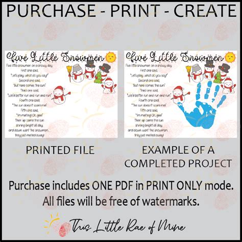 Five Little Snowmen - Christmas - Snow Day - Poem - handprint Art ...