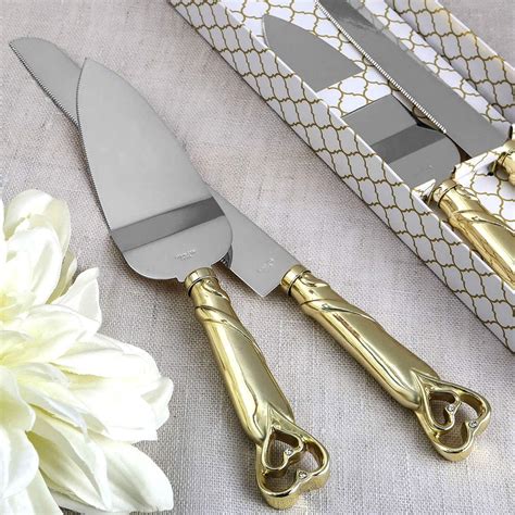 "Interlocking Hearts Design Cake Knife and Server Set, Wedding ...