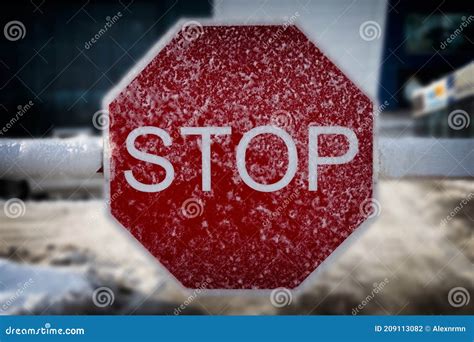 Stop Sign Covered with Snow. Stock Photo - Image of street, object ...