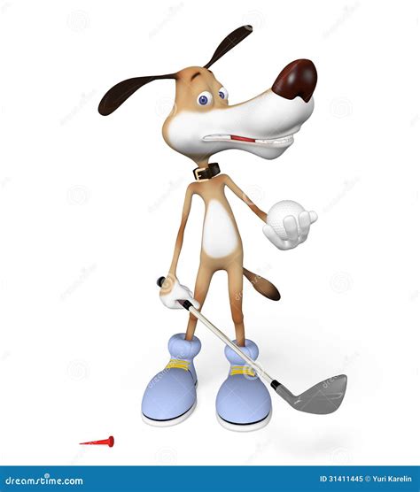 Dog playing golf. stock illustration. Illustration of ball - 31411445