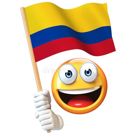 Emoji Holding Colombian Flag, Emoticon Waving National Flag of Colombia ...