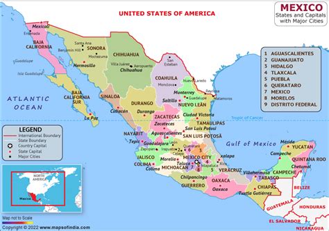 Mexico Map States And Capitals - Amargo Marquita