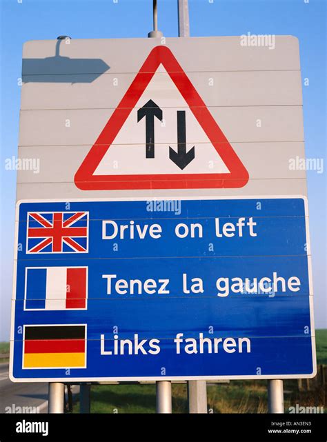 Multi Lingual Keep Left Road Sign, Kent, England Stock Photo: 8799698 ...