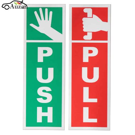 PUSH & PULL Door Window Gloss Laminated Warning Sign Vinyl Waterproof ...