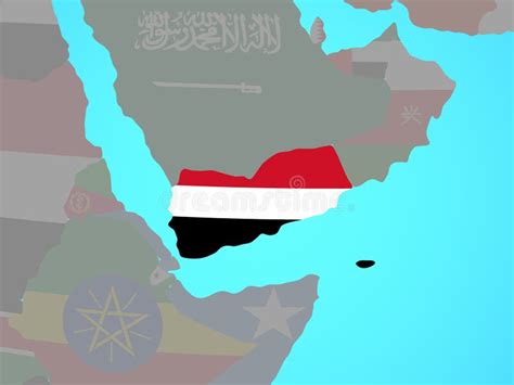 Map of Yemen with flag stock illustration. Illustration of object ...