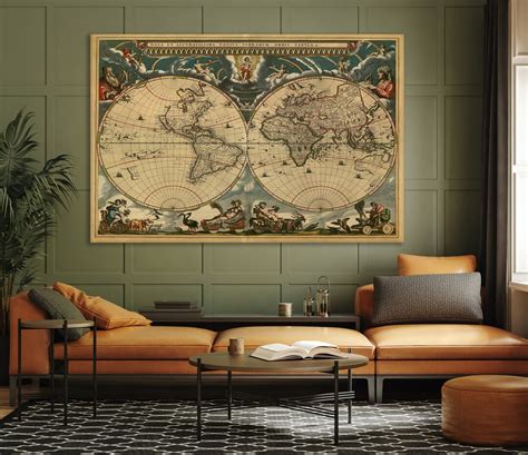 Old World Map Canvas, Vintage World Map Canvas Art, Old World Map ...