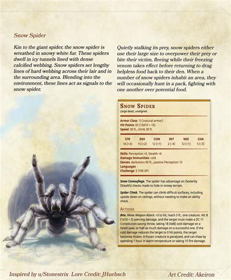 Snow Spider Lore | Dnd dragons, D&d dungeons and dragons, Dnd 5e homebrew