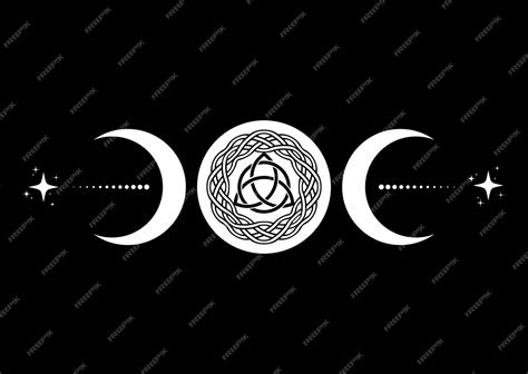 Premium Vector | Triple moon religious wiccan sign wicca triquetra logo ...