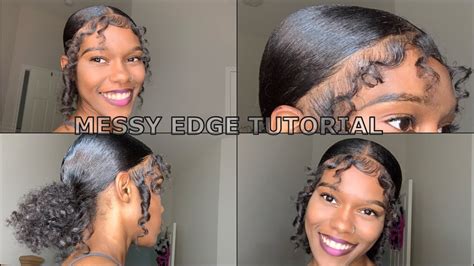 HOW TO LAY EDGES | MESSY/FLUFFY EDGES LOW BUN | NATURAL HAIR - YouTube