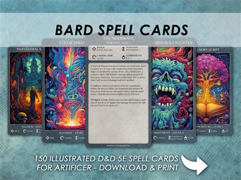 Dnd Bard Spells D&D Illustrated Spell Cards Dungeons and Dragons 5e ...