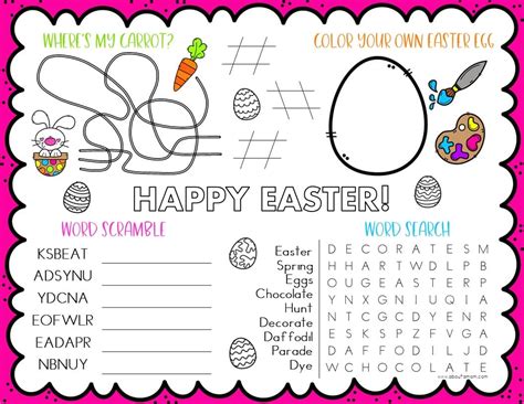 Printable Easter Activity Sheet for Kids - About a Mom