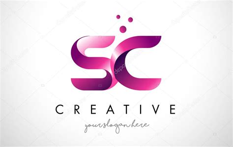 SC Letter Logo Design with Purple Colors and Dots — Stock Vector ...