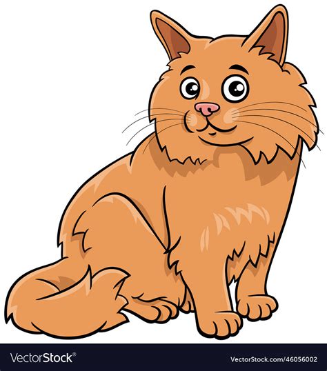 Cartoon fluffy cat comic animal character Vector Image