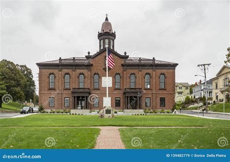 Facade of the Historical Town Hall, Plymouth, MA USA Stock Image ...