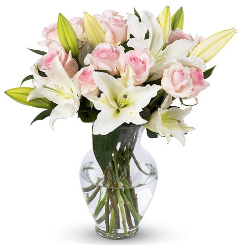 White lilies with pink roses - Withlovenregards