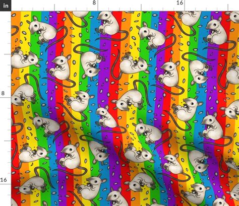 Siamese rat -rainbow colors Fabric | Spoonflower