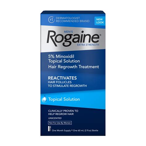 Men's Rogaine Extra Strength 5% Minoxidil Solution, 1-Month Supply ...