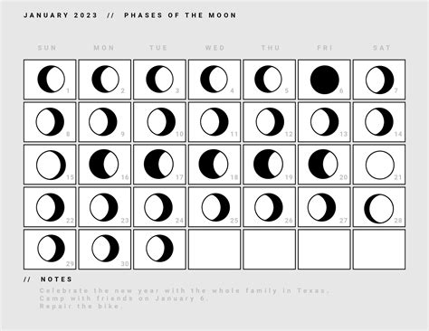 February 2023 Calendar Template With Moon Phases - Illustrator, Word ...