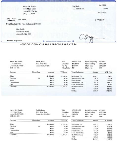 Payroll Checks and Stubs Printed by ezPaycheck Software