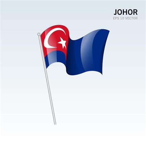 Premium Vector | Waving flag of johor state and federal territory of ...