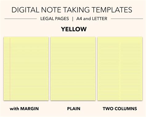 15 Digital Note Taking Templates LEGAL PAPER Colored Red | Etsy