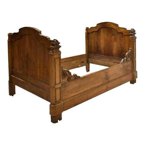 Antique 19th Century French Carved Walnut Bedframe | Chairish