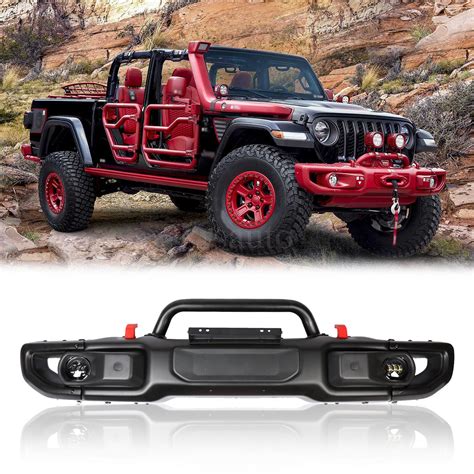 Fit For 20-24 Jeep Gladiator JT Steel Front Bumper W/ winch W/O Parking ...